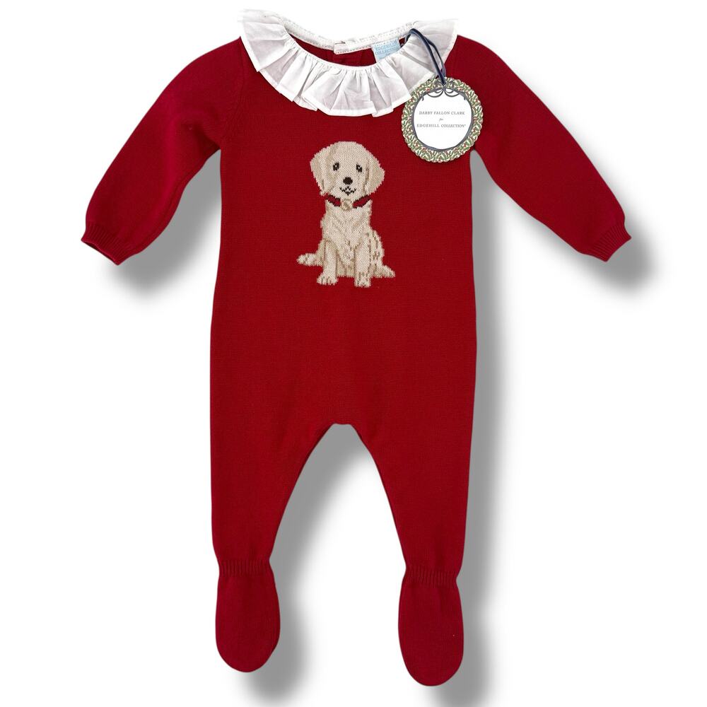 Edgehill Collection Lab Puppy Dog Sweater Knit Romper Sz 6M Darby Fallon Clark